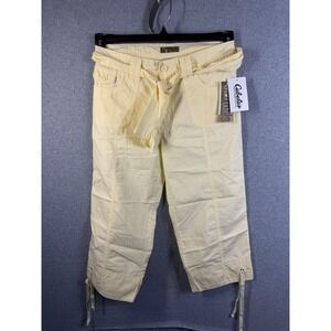 Star Ride Capri Pants Youth Girls 14 Yellow Belted Tie Hem Cotton Summer